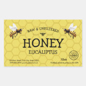 Aanpasbare Bijenkorf Honingpot Label (Voorkant)