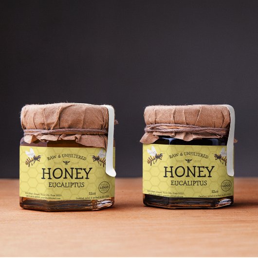 Aanpasbare bijenkorf honingpot label