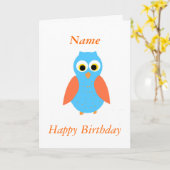 Aanpasbare Birthday-kaarten voor Cute Owl Kaart (Gele Bloem)