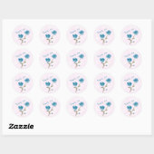 Aanpasbare blauwe bloemige bedank envelope ronde sticker (Vel)