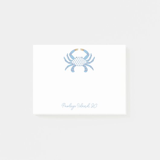 Aanpasbare Blauwe Chic Krab Post-Its Post-it® Notes (Voorkant)