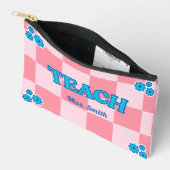 Aanpasbare Blauwe en Roze Geruite Teach Tas (Open)