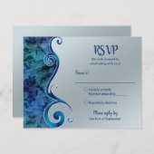 Aanpasbare Blauwe en Zilveren RSVP Kaart (Voorkant / Achterkant)