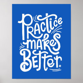 Aanpasbare Blauwe Poster 'Oefening Maakt Beter'