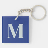 Aanpasbare Blauwe Russische Kat & Matisse Bloemen Sleutelhanger (Achterkant)