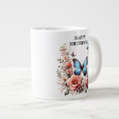 Aanpasbare Blauwe Vlinder Bloemschilderkunst-96279 Grote Koffiekop (Voorkant rechts)