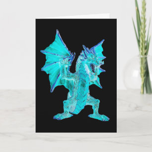 Aanpasbare Blauwe Water Draak Fantasie Kunst Kaart