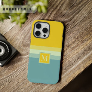 Aanpasbare Blauwe Witte Gele Kleurblok iPhone 15 Pro Max Case