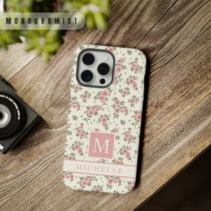 Aanpasbare Bleekgele Bloemen Roze Bloesems iPhone 15 Pro Max Case