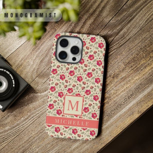 Aanpasbare Bleekgele Bloemen Roze Rode Bloemen iPhone 15 Pro Max Case