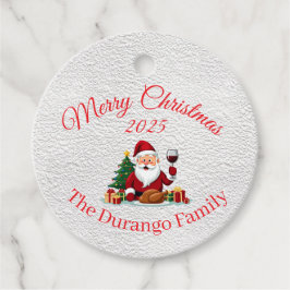 Aanpasbare blije kerstman kerstdinermaaltijd bedankjes labels