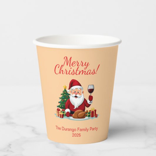 Aanpasbare blije kerstman kerstfeest papieren bekers (Voorkant)