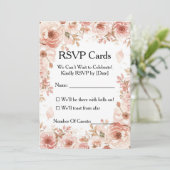 Aanpasbare bloem Roze Rozen RSVP kaart (Staand voorkant)