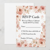 Aanpasbare bloem Roze Rozen RSVP kaart (Voorkant / Achterkant)