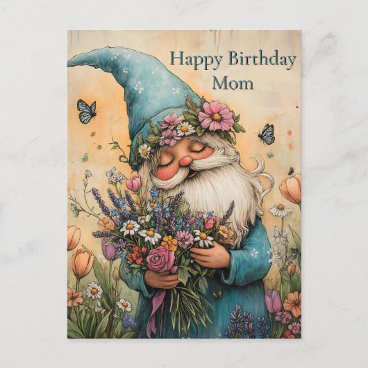 Aanpasbare bloemengnome-illustratie briefkaart (Voorkant)