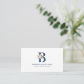 Aanpasbare bloemrijke monogramletters visitekaartje (Staand voorkant)