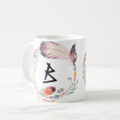 Aanpasbare Boho Monogram Koffiemok (Voorkant links)