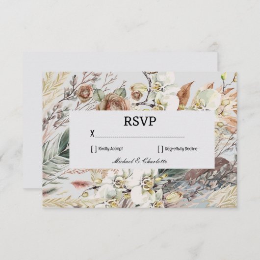 Aanpasbare Boho Stijl RSVP Kaartje (Voorkant / Achterkant)