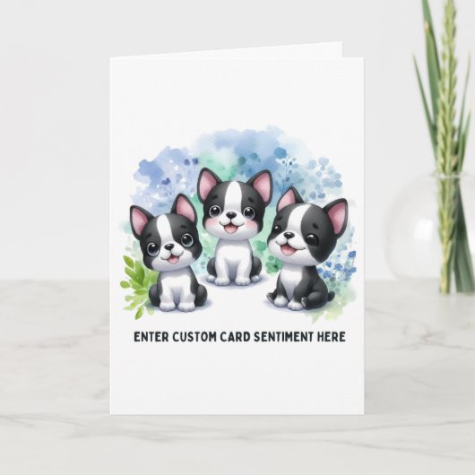 Aanpasbare Boston Terrier Kaart - Kies tekst (Voorkant)