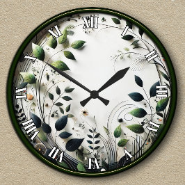 Aanpasbare Botanische Natuur-Inspiratie Ronde Klok