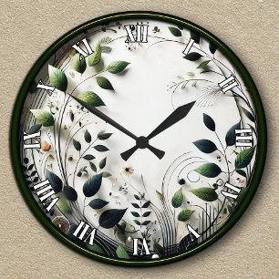 Aanpasbare Botanische Natuur-Inspiratie Ronde Klok