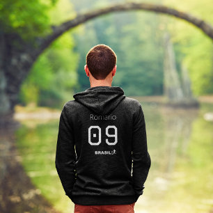 Aanpasbare Brasil Voetbal Zwart en Wit Editie Hoodie
