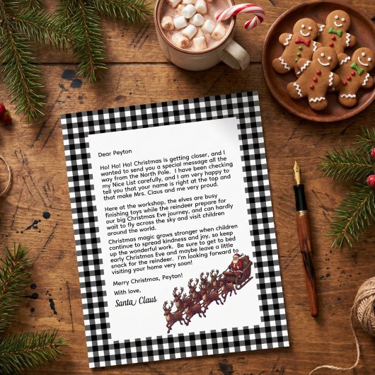 Aanpasbare brief van Sinterklaas zwart-wit geruit