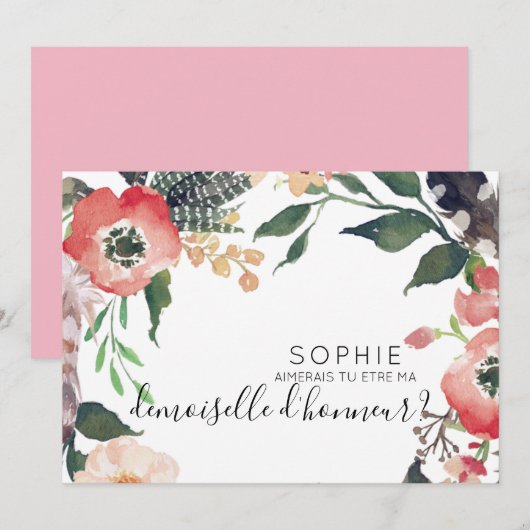 aanpasbare bruidsmeisje uitnodiging (Voorkant / Achterkant)