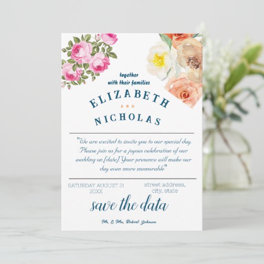 Aanpasbare bruiloft uitnodiging, boho bruiloft kaart (Staand voorkant)