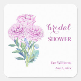 Aanpasbare Bruiloftsborrel Ranunculus & Anemones Vierkante Sticker