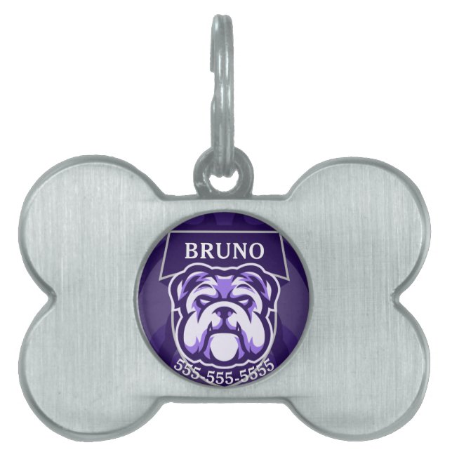 Aanpasbare Bulldog  Huisdieren Naamplaatje (voorkant)