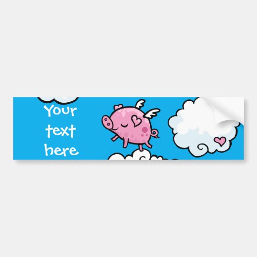 Aanpasbare bumpersticker met vliegende varkenswolk (Voorkant)