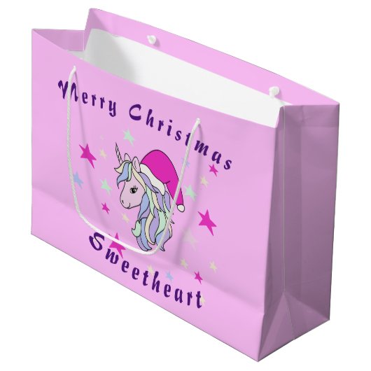 Aanpasbare cadeautas voor Unicorn Santa Kerstmis (Voorkant Gekanteld)