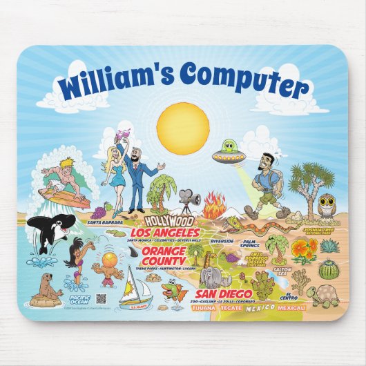 Aanpasbare California Cartoon Muismat (Voorkant)