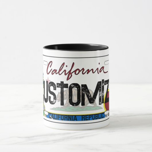 Aanpasbare California kentekenplaat mok (Midden)
