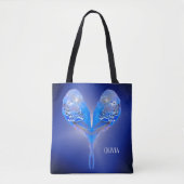 Aanpasbare canvas tas met blauwe wijting (Voorkant)