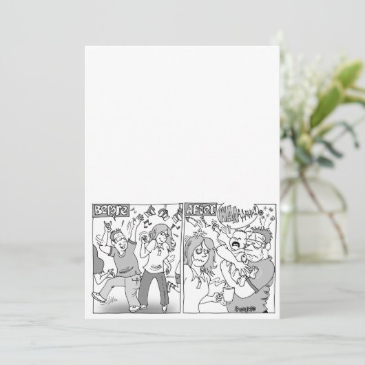 Aanpasbare Cartoon Trouw Uitnodiging (Staand voorkant)