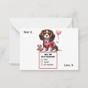 Aanpasbare Cavalier King Charles Valentijnsdag Not Notitiekaartje