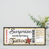 Aanpasbare certificaat tattoo cadeaubon kaart (Staand voorkant)