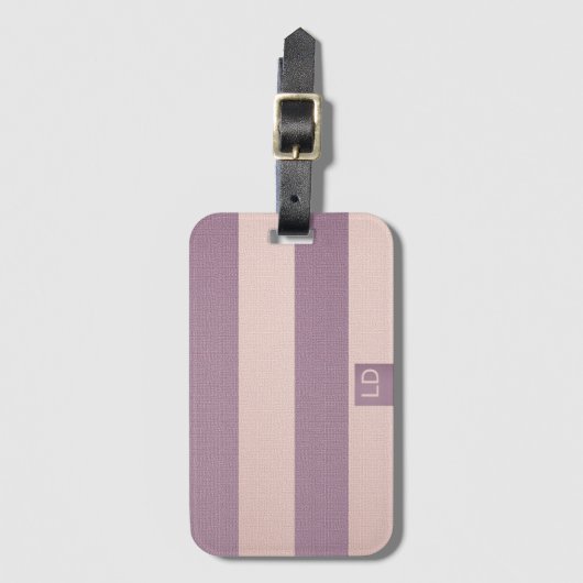 Aanpasbare Champagne & Mulberry Gestreept Bagagelabel (Voorkant (verticaal))