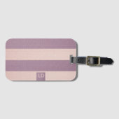 Aanpasbare Champagne & Mulberry Gestreept Bagagelabel (Voorkant (horizontaal))