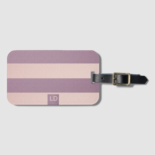 Aanpasbare Champagne & Mulberry Gestreept Bagagelabel (Voorkant (horizontaal))
