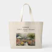 Aanpasbare Chelsea Flower Show Aquarel Art Grote Tote Bag (Achterkant)