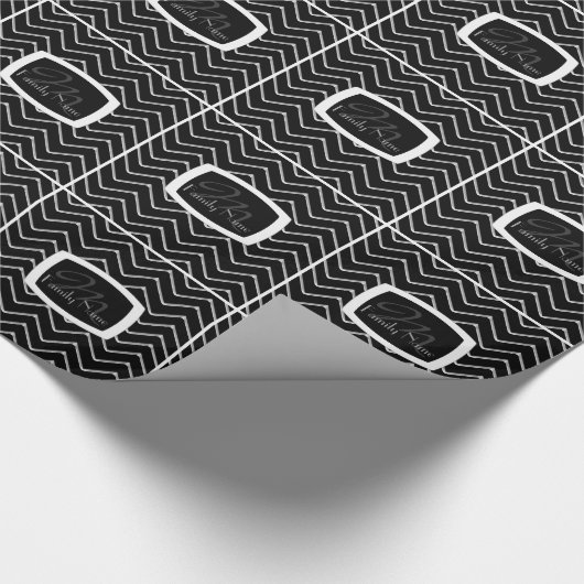 Aanpasbare Chevron Metallic/Silver (Monogram) Cadeaupapier (Hoek)