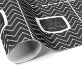 Aanpasbare Chevron Metallic/Silver (Monogram) Cadeaupapier (Rol Hoek)