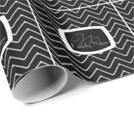 Aanpasbare Chevron Metallic/Silver (Monogram) Cadeaupapier