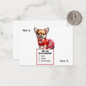 Aanpasbare Chihuahua-hond Valentijn Notitiekaartje (Voorkant / Achterkant in situ)