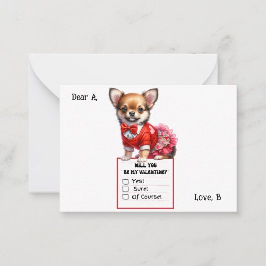Aanpasbare Chihuahua-hond Valentijn Notitiekaartje (Voorkant)