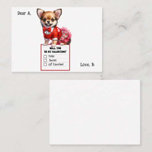Aanpasbare Chihuahua-hondje Valentijn Notitiekaartje (Voorkant / Achterkant)