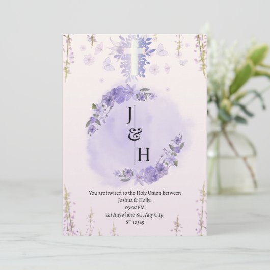 Aanpasbare Christelijke bruiloft uitnodiging (Staand voorkant)